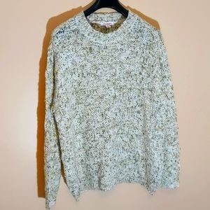 Joe Fresh| NWT Green and White Long Sleeved Crew Neck Knit Sweater Acrylic